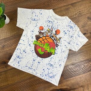 SPACE JAM L oversized graphic t-shirt vintage style mens splattered paint shirt